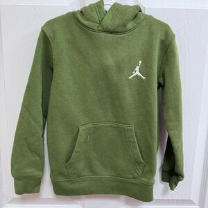 Kids Jordan Olive Green Hoodie with Logo, Size 4